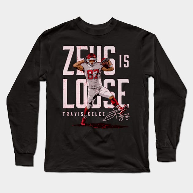 Travis Kelce Kansas City Zeus Is Loose Long Sleeve T-Shirt by caravalo